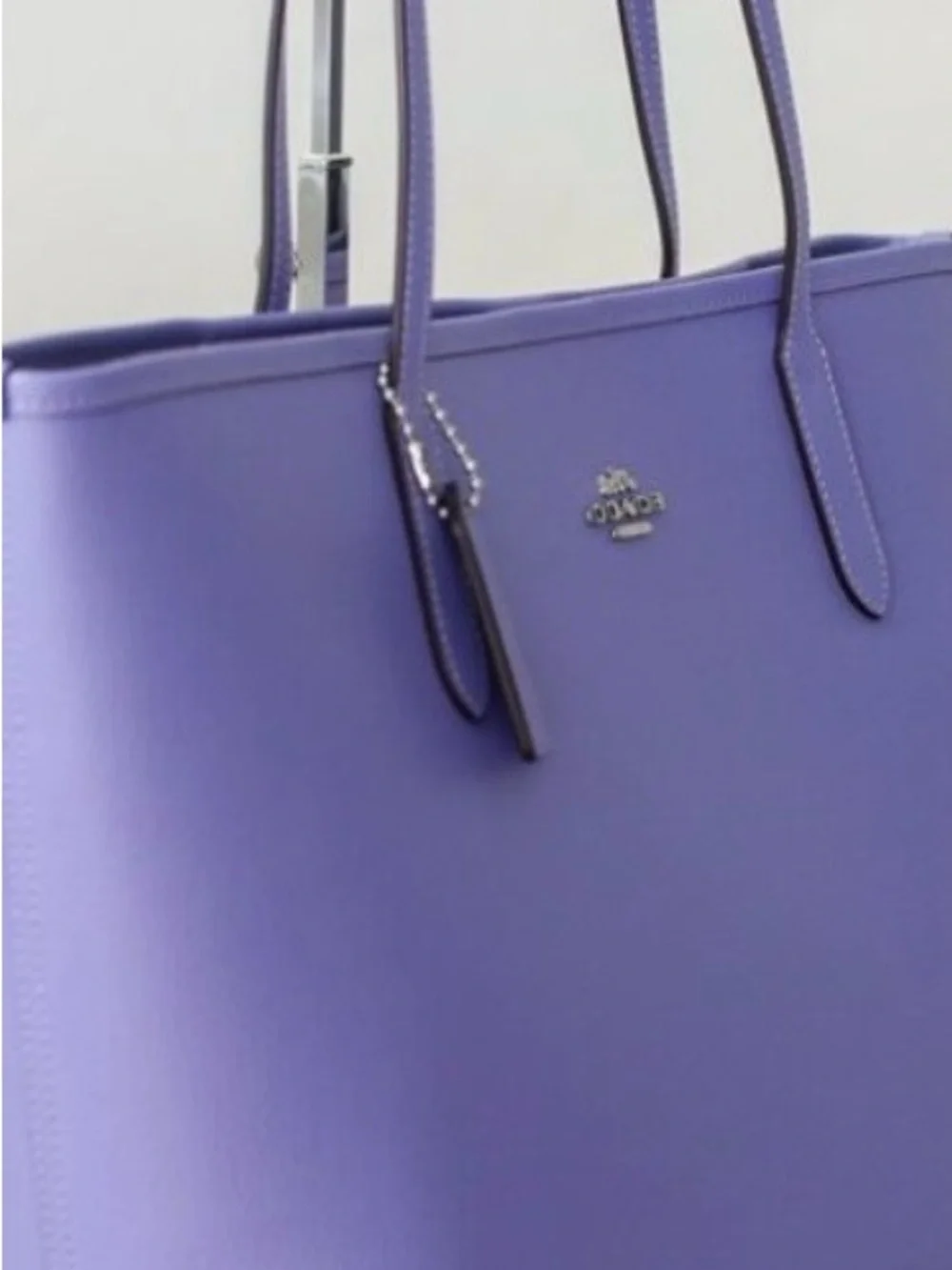 Coach Lavender Leather Tote Bag with Silver Hardware